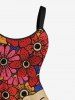 Plus Size Skull Flower Print Hawaii A Line Tank Dress -  