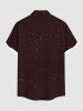 Plus Size Colorful Skeleton Galaxy Print Halloween Button Pocket Shirt For Men -  