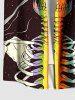 Plus Size Colorful Skeleton Galaxy Print Halloween Button Pocket Shirt For Men -  