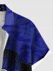 Chemise hawaïenne grande taille à imprimé tête de mort, fleurs d'hibiscus et feuilles tropicales, boutons et poches pour homme - Bleu L