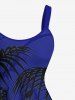 Robe débardeur hawaïenne grande taille à imprimé tête de mort, fleurs d'hibiscus et feuilles tropicales - Bleu XXS