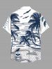 Plus Size Skull Coconut Tree Sea Waves Crow Print Buttons Pocket Hawaii Shirt For Men -  