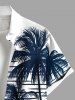 Plus Size Skull Coconut Tree Sea Waves Crow Print Buttons Pocket Hawaii Shirt For Men -  