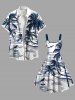 Robe débardeur hawaïenne grande taille à imprimé tête de mort, cocotier, vagues de la mer, corbeau - Blanc L