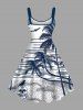 Robe débardeur hawaïenne grande taille à imprimé tête de mort, cocotier, vagues de la mer, corbeau - Blanc L