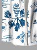 Plus Size Coconut Tree Hibiscus Flowers Starfish Sun Print Buttons Pocket Hawaii Shirt For Men -  