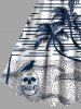 Plus Size Skull Coconut Tree Sea Waves Crow Print Hawaii Tank Dress -  