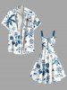 Robe débardeur hawaïenne grande taille à imprimé cocotier, hibiscus, fleurs, étoiles de mer et soleil - Blanc 6X
