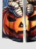 Plus Size Halloween Pumpkin Bat Mummy Baby Print Buttons Pocket Shirt For Men -  