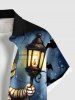 Chemise grande taille à boutons et poches pour homme, motif citrouille, chauve-souris, momie et bébé, imprimé Halloween - Noir XL