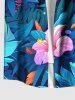 Plus Size Hibiscus Flowers Tropical Leaf Print Buttons Pocket Hawaii Shirt For Men -  