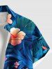Plus Size Hibiscus Flowers Tropical Leaf Print Buttons Pocket Hawaii Shirt For Men -  
