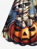 Plus Size Halloween Pumpkin Bat Mummy Baby Print Cinched Dress -  