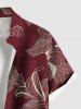 Chemise hawaïenne grande taille à imprimé fleurs et feuilles, avec poches et boutons, pour homme - Rouge Vineux M