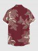 Plus Size Flowers Leaf Print Buttons Pocket Hawaii Shirt For Men -  