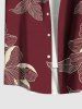 Plus Size Flowers Leaf Print Buttons Pocket Hawaii Shirt For Men -  