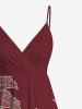 Robe camisole hawaïenne à imprimé fleurs et feuilles grande taille - Rouge brique 3X