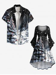 Christmas Tree Ball Snow Star Moon Print Plus Size Matching Outfit For Couples -  