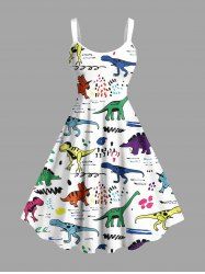 Plus Size Colorful Dinosaur Print Hawaii Tank Dress -  