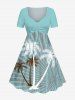 Coconut Tree Light Beam Striped Print Plus Size Matching Hawaii Beach Outfit For Couples -  