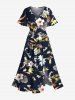 Hibiscus Flowers Tropical Leaf Print Plus Size Matching Hawaii Beach Outfit For Couples -  