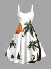 Coconut Tree Sun Bird Boat Print Plus Size Matching Hawaii Beach Outfit For Couples -  