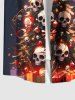 Plus Size Christmas Tree Skull Print Button Pocket Shirt For Men -  
