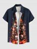 Plus Size Christmas Tree Skull Print Button Pocket Shirt For Men -  