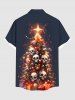 Plus Size Christmas Tree Skull Print Button Pocket Shirt For Men -  