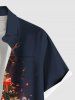 Plus Size Christmas Tree Skull Print Button Pocket Shirt For Men -  