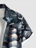 Chemise de Noël grande taille à boutons et poches pour homme, motif Père Noël, bonhomme de neige et nuage - Noir XL
