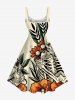Robe débardeur grande taille à imprimé crâne, squelette, fleurs et feuilles pour Halloween - Abricot 4X