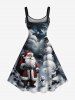 Robe débardeur grande taille à imprimé Père Noël, bonhomme de neige et nuages - Noir 4X