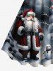 Plus Size Christmas Santa Claus Snowman Cloud Print Tank Dress -  
