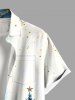 Plus Size Christmas Tree Stars Bowknot Ombre Print Buttons Pocket Shirt For Men -  