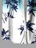 Plus Size Coconut Tree Ombre Colorblock Print Buttons Pocket Hawaii Shirt For Men -  
