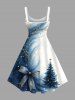 Robe débardeur grande taille à imprimé ombré avec nœud papillon et étoiles de sapin de Noël - Bleu Ciel S