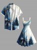 Plus Size Christmas Tree Stars Bowknot Ombre Print Tank Dress -  
