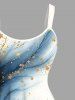 Plus Size Christmas Tree Stars Bowknot Ombre Print Tank Dress -  