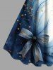 Plus Size Christmas Tree Stars Bowknot Ombre Print Tank Dress -  