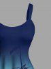 Plus Size Coconut Tree Ombre Colorblock Print Hawaii Tank Dress -  