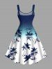 Plus Size Coconut Tree Ombre Colorblock Print Hawaii Tank Dress -  