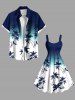 Plus Size Coconut Tree Ombre Colorblock Print Hawaii Tank Dress -  