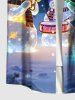 Plus Size Christmas Snowman Snowflake Musical Instrument Tree Print Buttons Pocket Shirt For Men -  