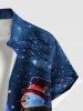 Chemise de Noël grande taille à boutons et poches pour homme, motif bonhomme de neige, flocon de neige, instrument de musique, arbre - Bleu Marine 6XL