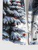 Plus Size Christmas Tree Ball Snow Star Moon Print Buttons Pocket Shirt For Men -  