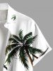Plus Size Coconut Tree Sun Bird Boat Print Buttons Pocket Hawaii Shirt For Men -  