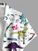 Plus Size Colorful Dinosaur Print Buttons Pocket Hawaii Shirt For Men -  