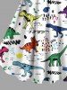 Plus Size Colorful Dinosaur Print Hawaii Tank Dress -  