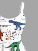 Plus Size Colorful Dinosaur Print Hawaii Tank Dress -  